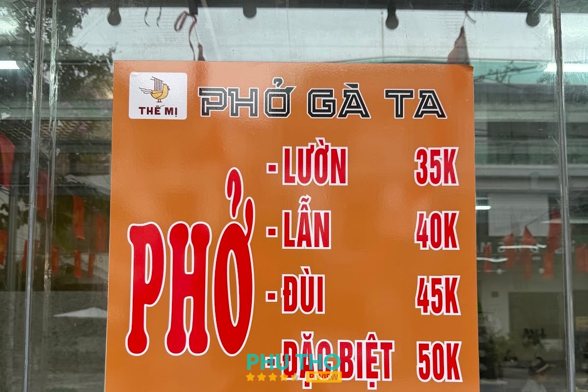Phở Gà Thế Mị – hình ảnh thực đơn