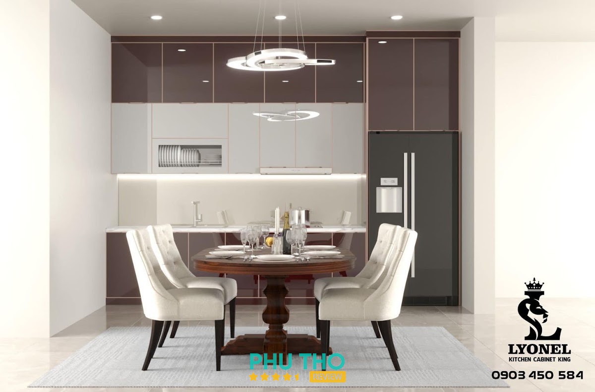 Mẫu Tủ Bếp Inox Cánh Kính Lyonel