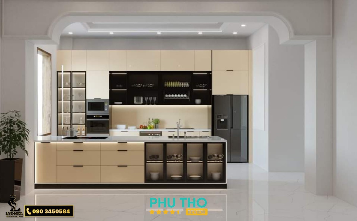 Tủ bếp inox cánh kính tại Lyonel